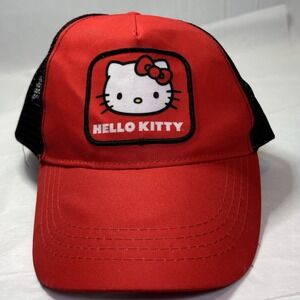 Hello Kitty Hat Black And Red Snapback Trucker Cap Sanrio Free Shipping‎